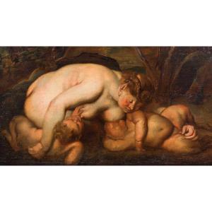18th-century Flemish School - Breastfed Panisca - Follower Of Peter Paul Rubens