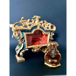 Ensemble dévotionnel comprenant un reliquaire Saint François de Sales - Italie - Fin XVIIIè