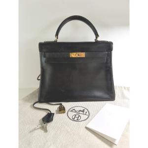 Hermès Kelly 28 Sellier – cuir Box noir – fin des années 1950