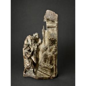 Fragment de retable – Le Christ devant Ponce Pilate – Fin XVe / début XVIe siècle