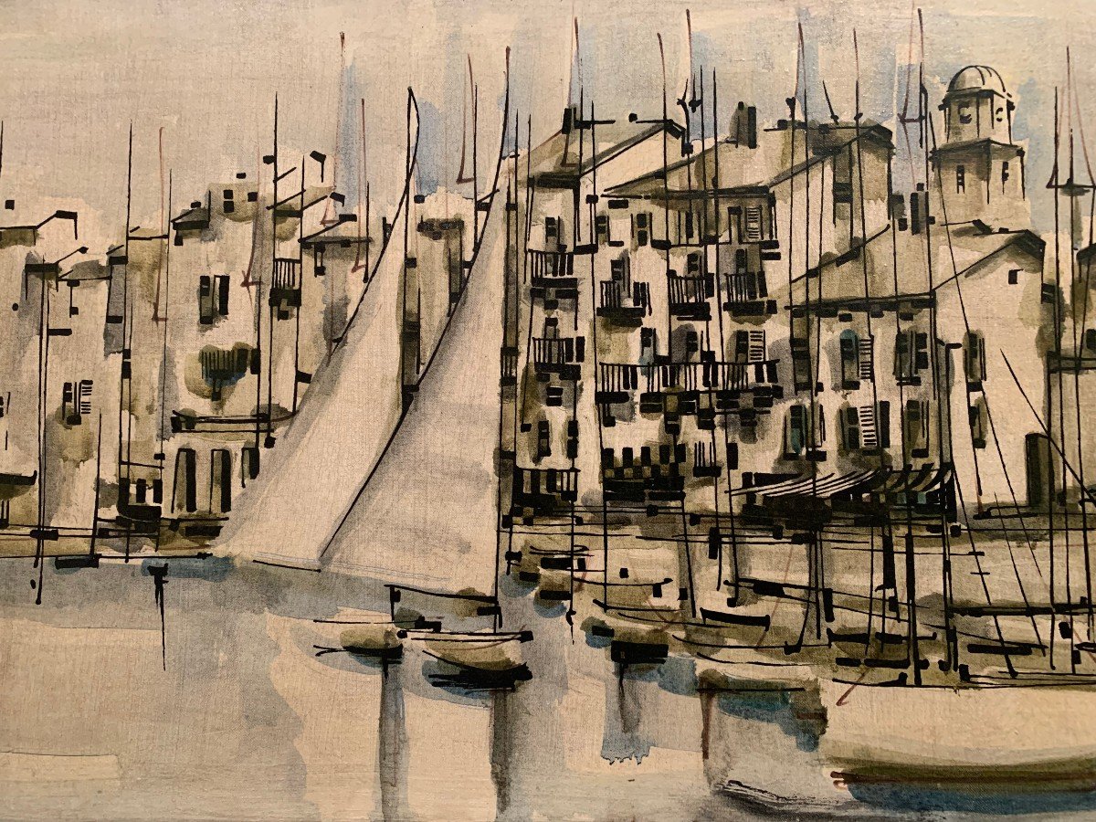 Georges Damin ( Né En 1942 ) « Saint Tropez »-photo-2