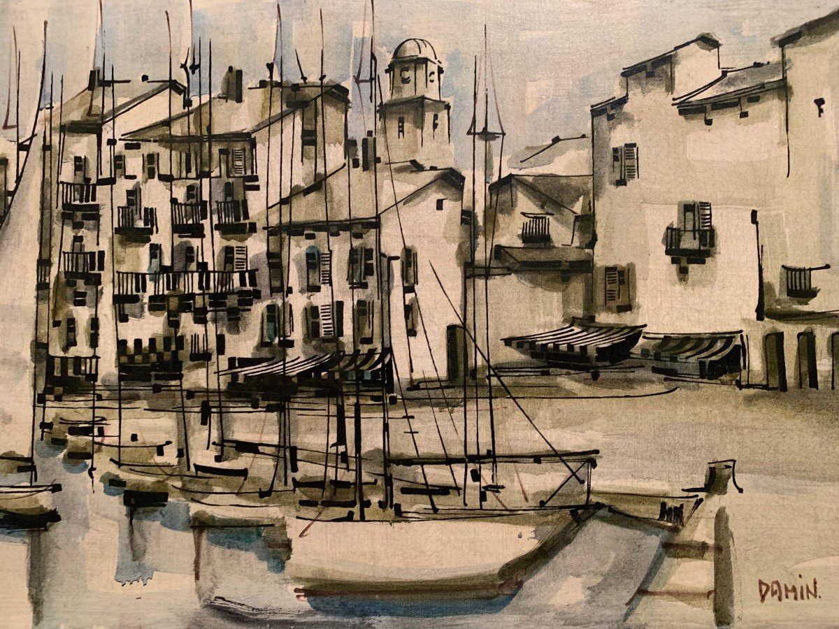 Georges Damin ( Né En 1942 ) « Saint Tropez »-photo-1
