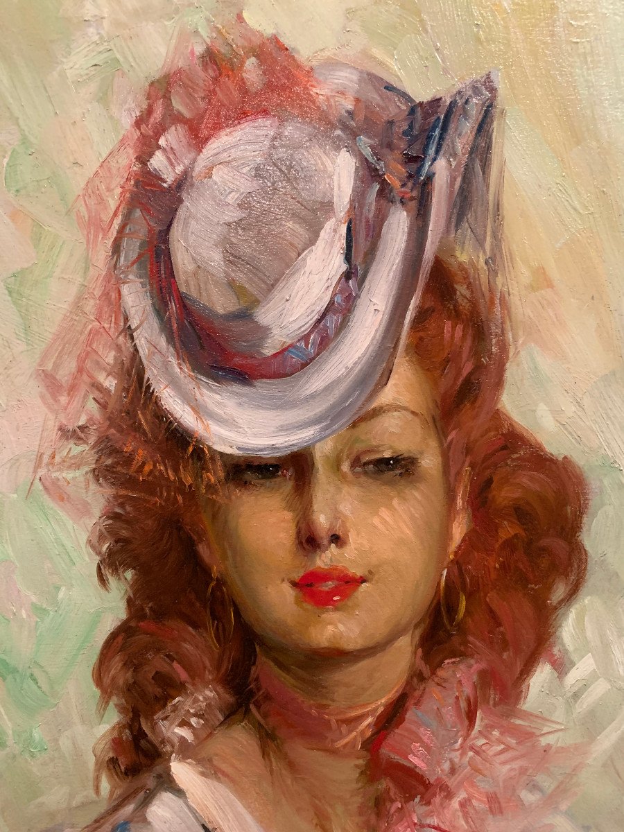 Portrait D’une élégante  dans le goût de Jean-Gabriel Domergue– Richard Durando Togo(1910-?) -photo-4