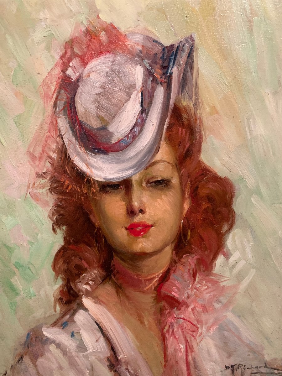 Portrait D’une élégante  dans le goût de Jean-Gabriel Domergue– Richard Durando Togo(1910-?) 
