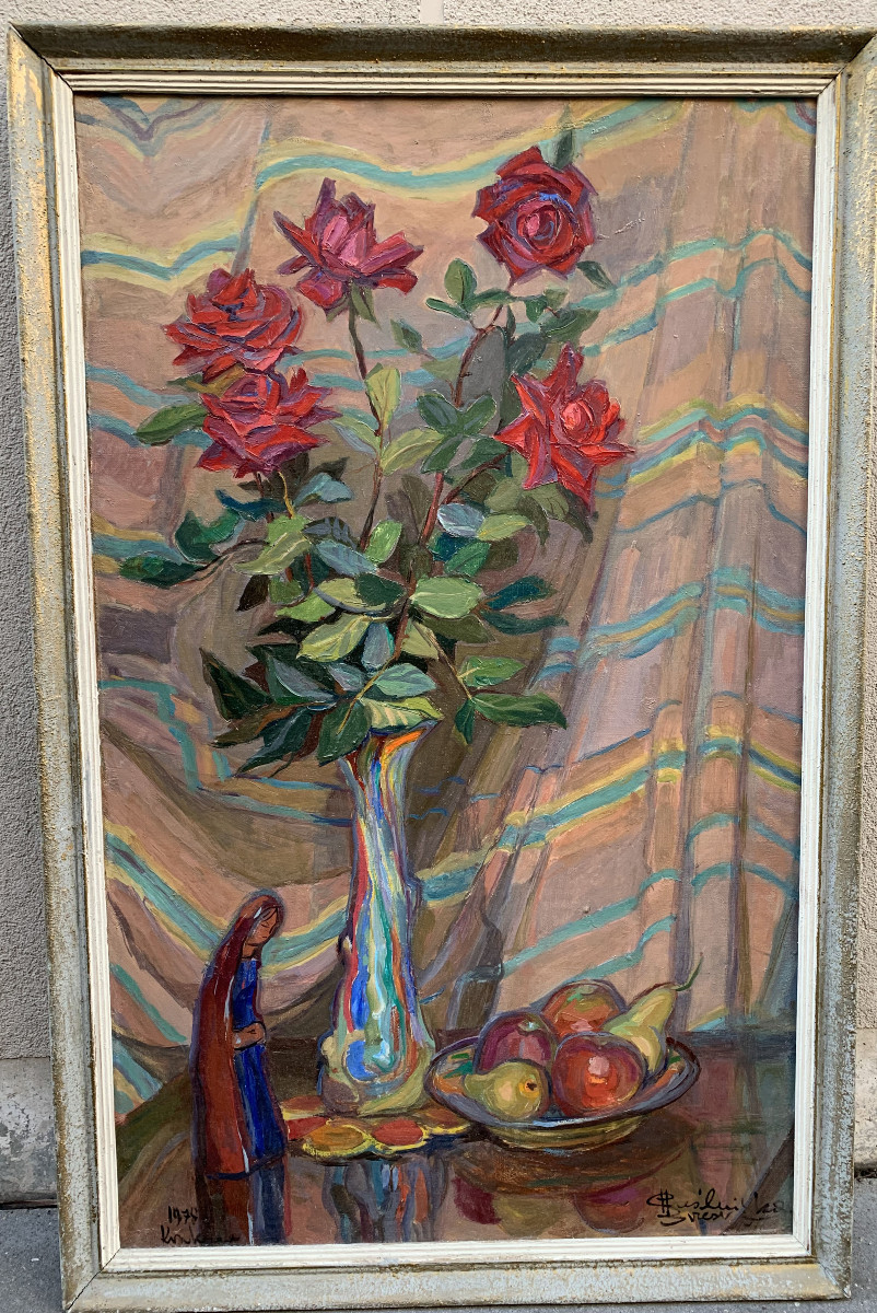 Oil On Canvas - Bouquet Of Flowers-photo-3