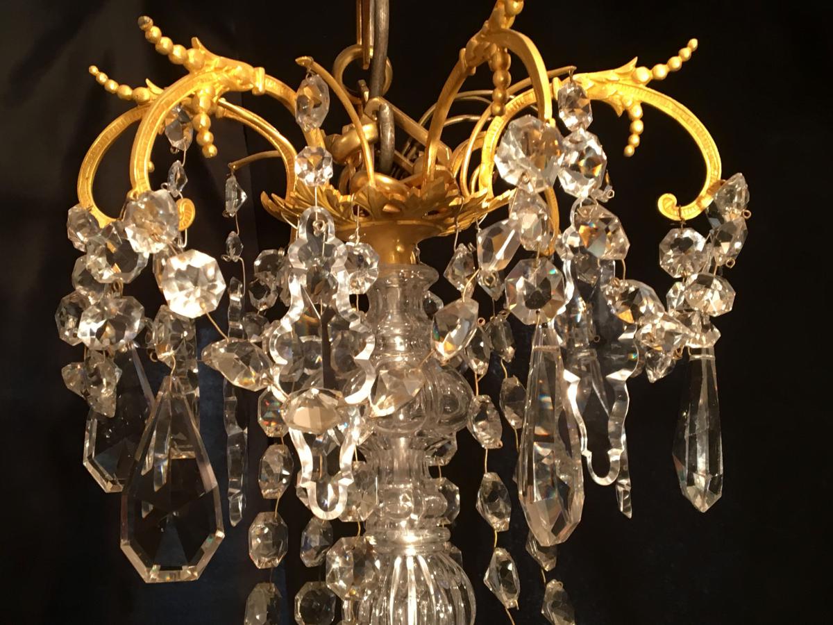 Lustre 24 Lumières Bronze Et Cristal XIXe-photo-4
