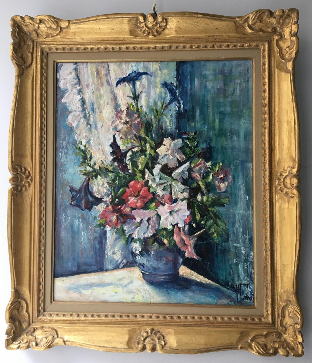 Oil On Canvas «bouquet Of Flowers»-photo-3