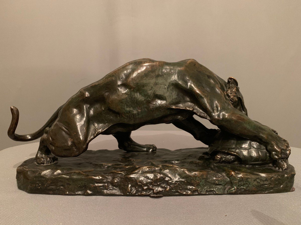 Bronze de Georges Gardet (1863-1939) -Le Tigre et La Tortue--photo-4