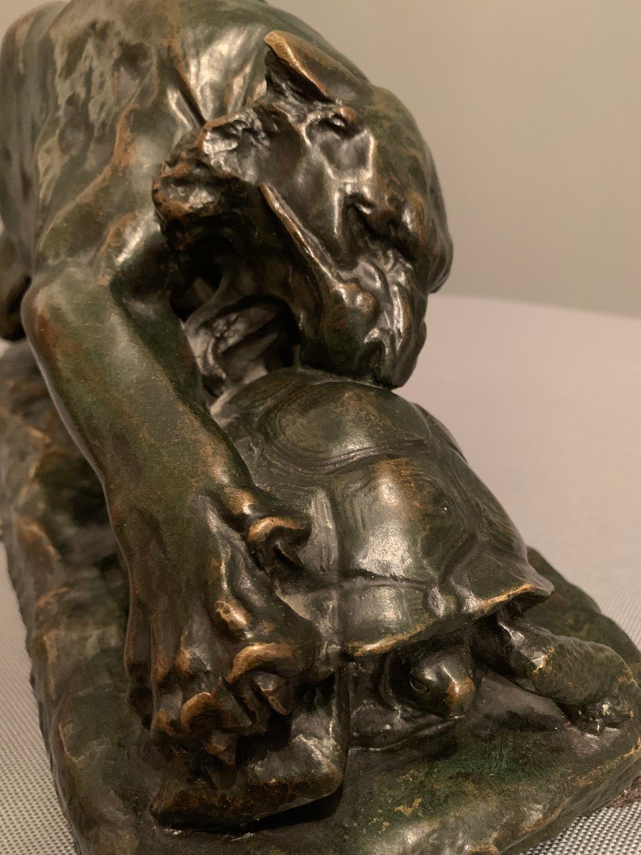 Bronze de Georges Gardet (1863-1939) -Le Tigre et La Tortue--photo-8