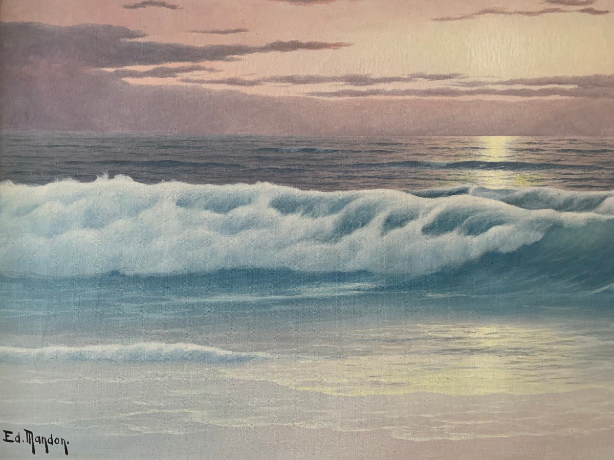 Marine « La Plage » - Edouard Mandon – (1885-1977)-photo-3