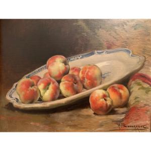 Still Life With Peaches By Af Bonnardel (1867-1942)