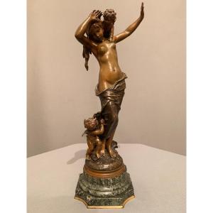 Bronze  "La Jeune-fille aux deux Amours" -  Auguste Moreau (1834-1917).