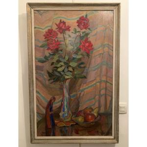Huile sur Toile - Bouquet de fleurs