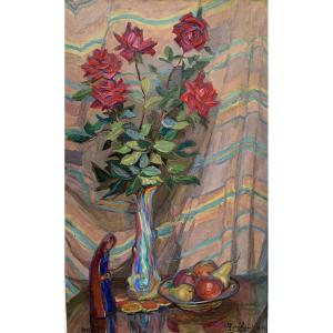 Huile sur Toile - Bouquet de fleurs