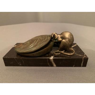 Bronze de Louis Carvin (1875-1951) "Le Rat et l'Huître"