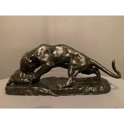 Bronze de Georges Gardet (1863-1939) -Le Tigre et La Tortue-