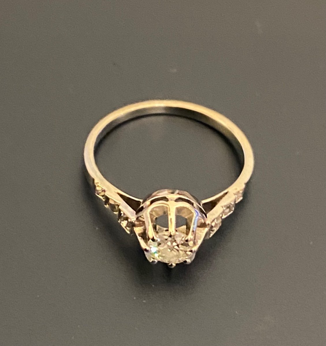 Ancienne Bague Art Deco Or  Et Diamants-photo-1