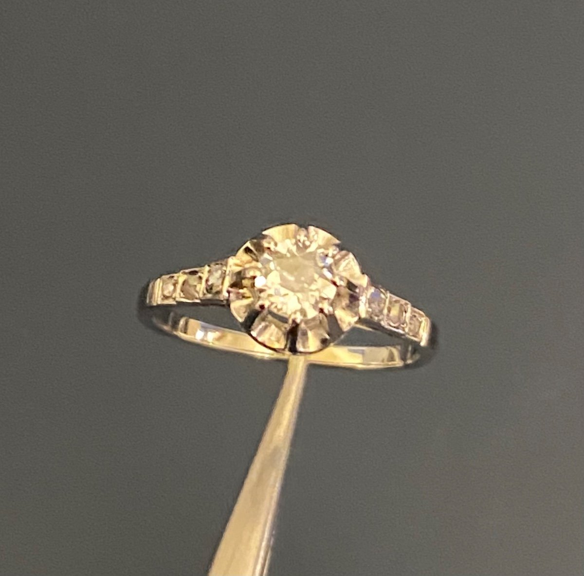 Ancienne Bague Art Deco Or  Et Diamants-photo-7