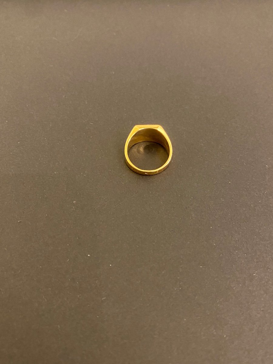 Old Signet Ring In Gold, Platinum And Diamonds.-photo-3