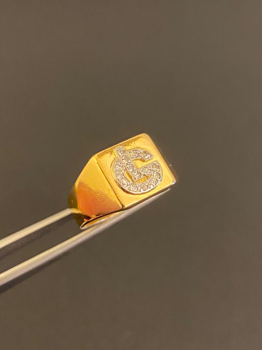 Old Signet Ring In Gold, Platinum And Diamonds.-photo-5