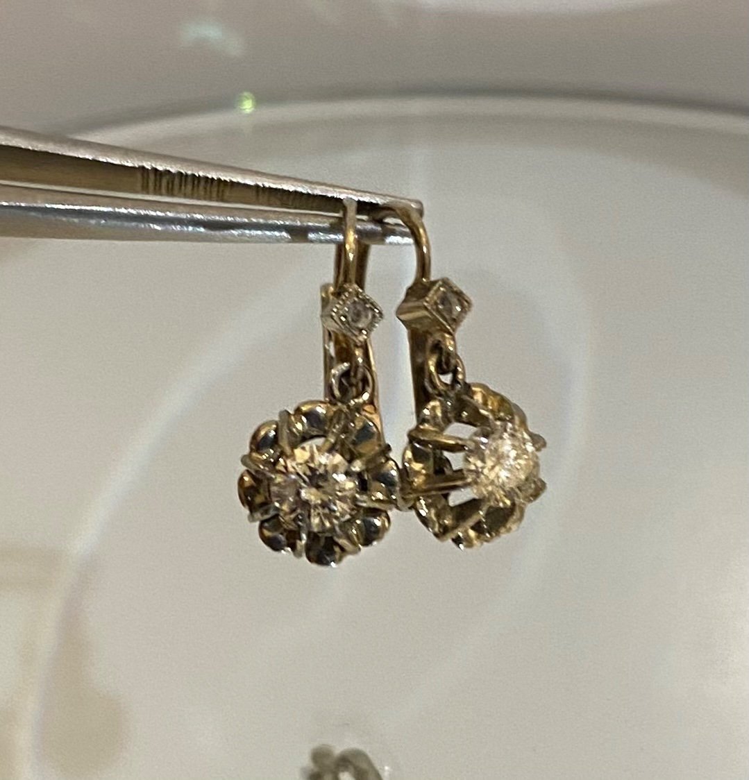 Pair Of Gold And Diamond Sleepers-photo-3