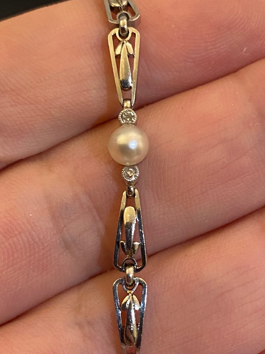 Ancien Bracelet En Or, Perles Et Diamants-photo-7