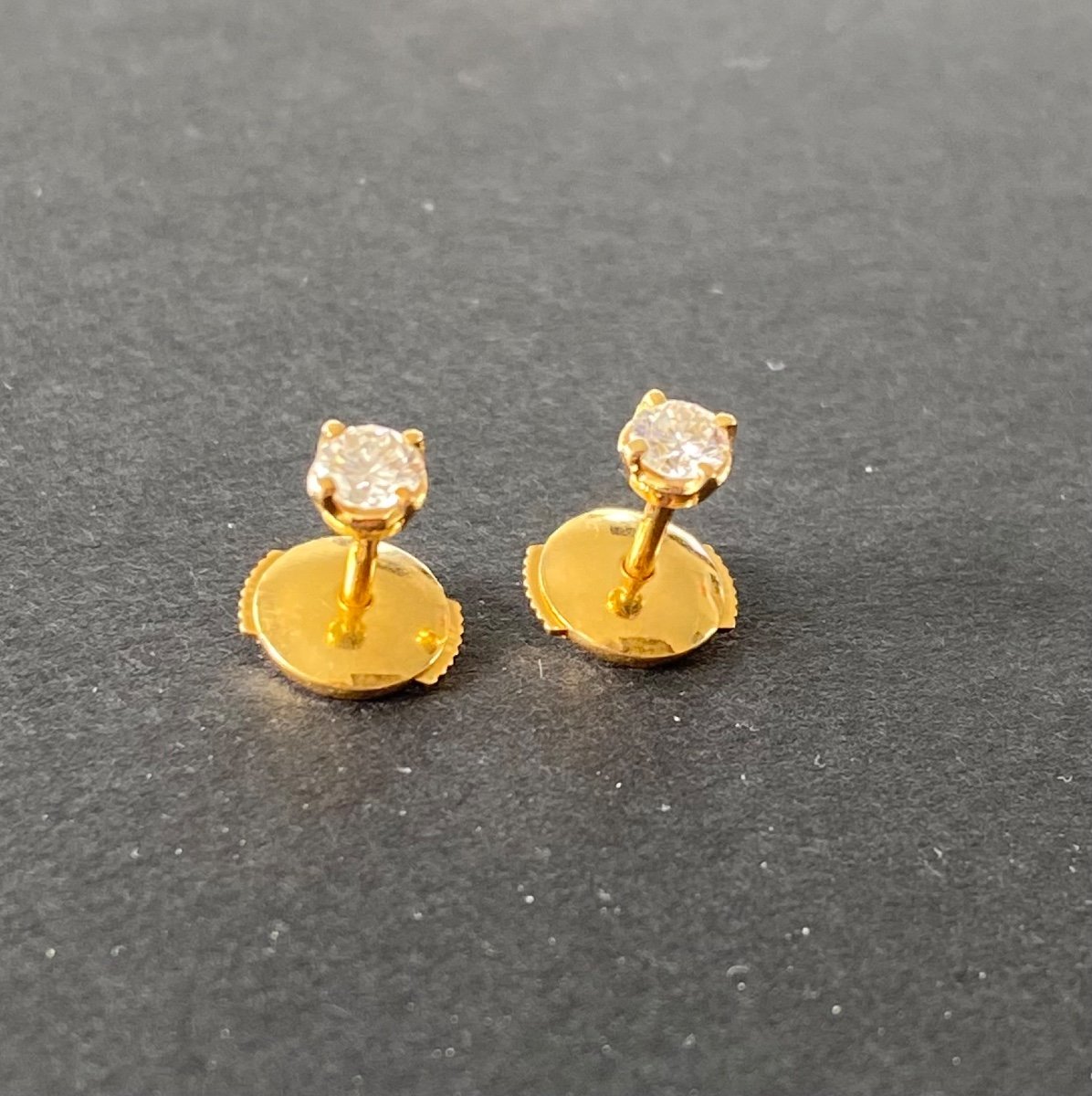 Paire De Clous d'Oreilles Or Et Diamants-photo-2