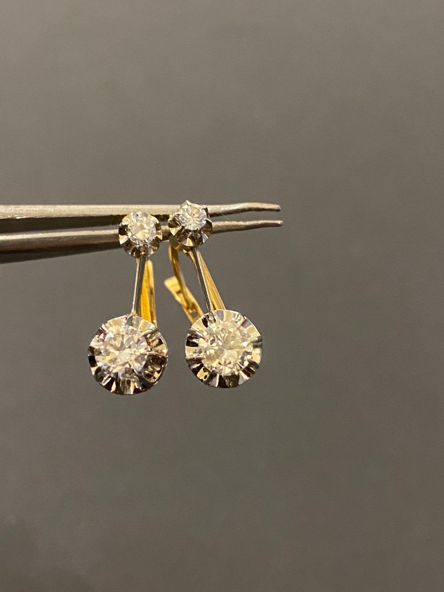 Old Pair Of Gold And Diamond Sleepers.-photo-4
