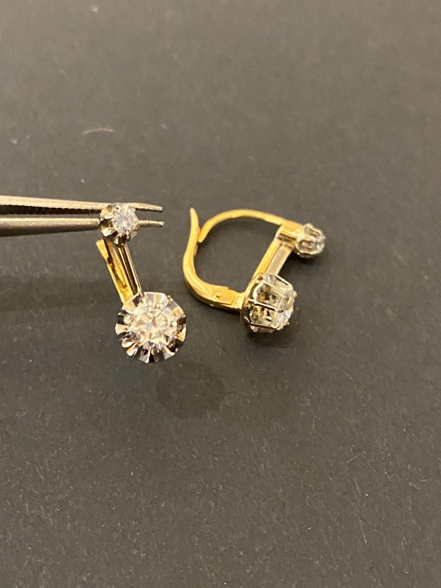 Old Pair Of Gold And Diamond Sleepers.-photo-8