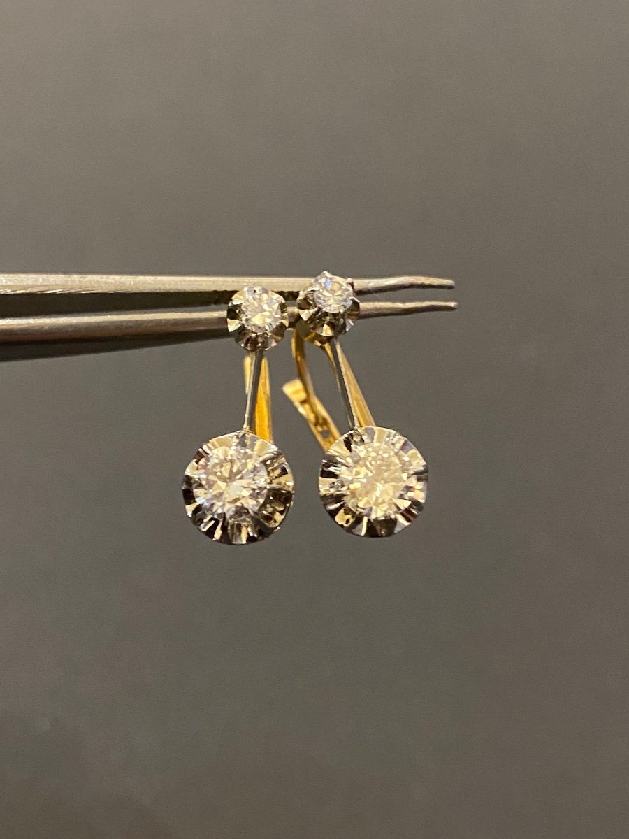 Old Pair Of Gold And Diamond Sleepers.