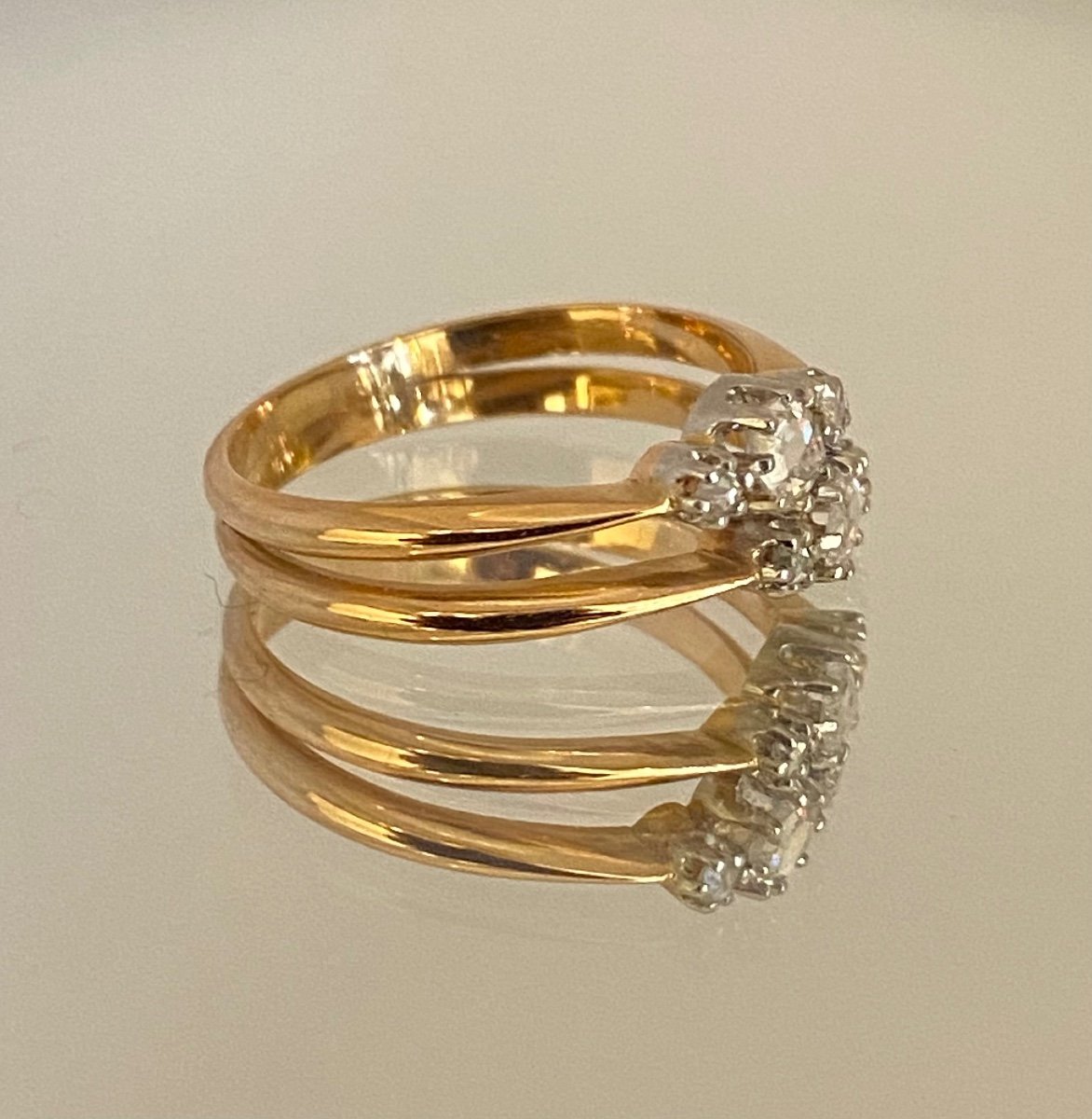 Old Gold And Diamond Ring Cut In Rose-photo-3