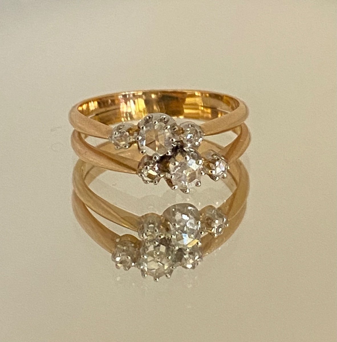 Old Gold And Diamond Ring Cut In Rose-photo-4