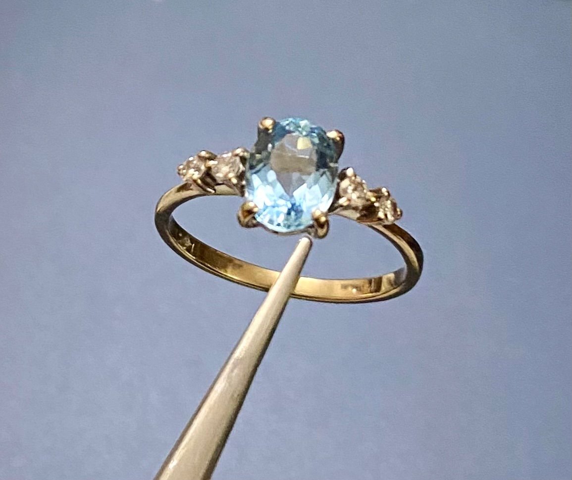 Bague Or, Aigue Marine Et Diamants-photo-3