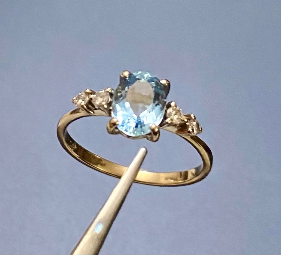 Bague Or, Aigue Marine Et Diamants-photo-4