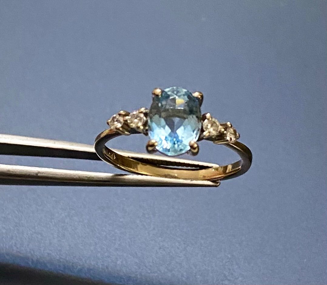 Bague Or, Aigue Marine Et Diamants-photo-2
