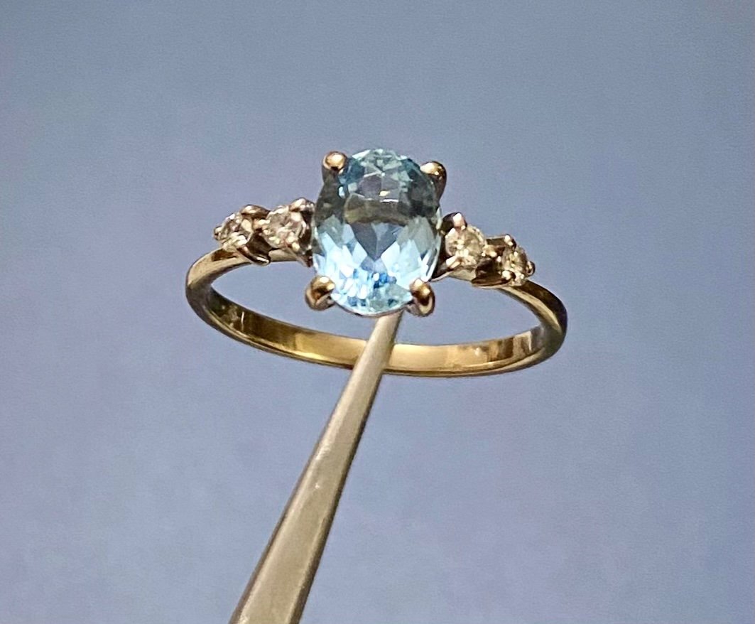 Bague Or, Aigue Marine Et Diamants-photo-5