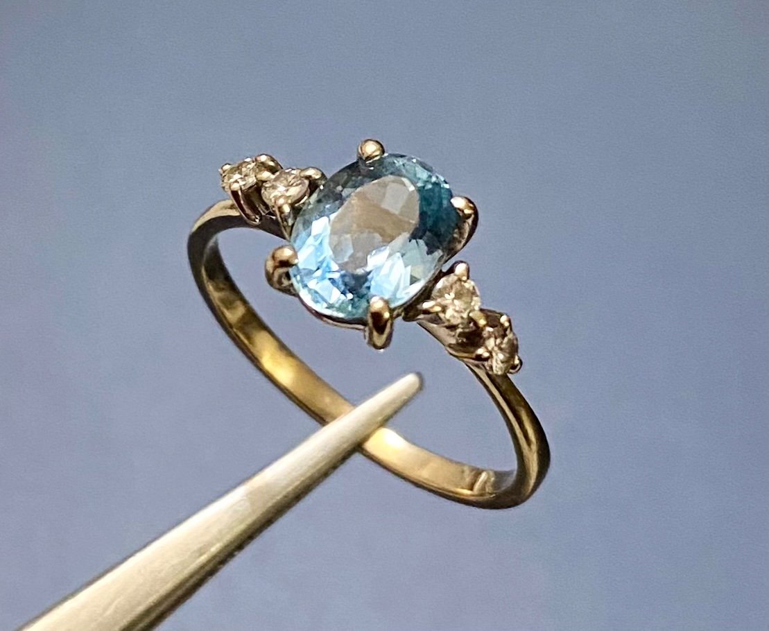 Bague Or, Aigue Marine Et Diamants-photo-6