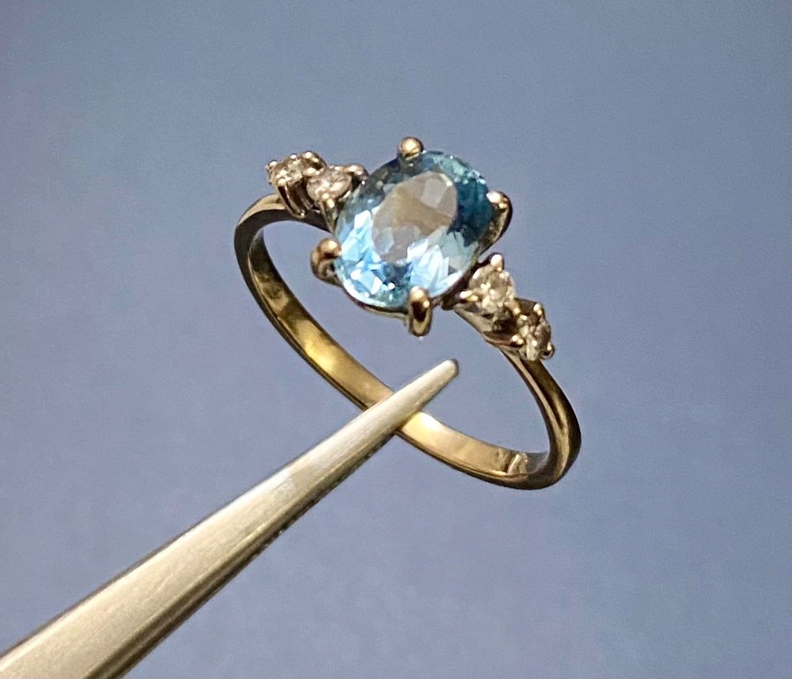 Bague Or, Aigue Marine Et Diamants-photo-7