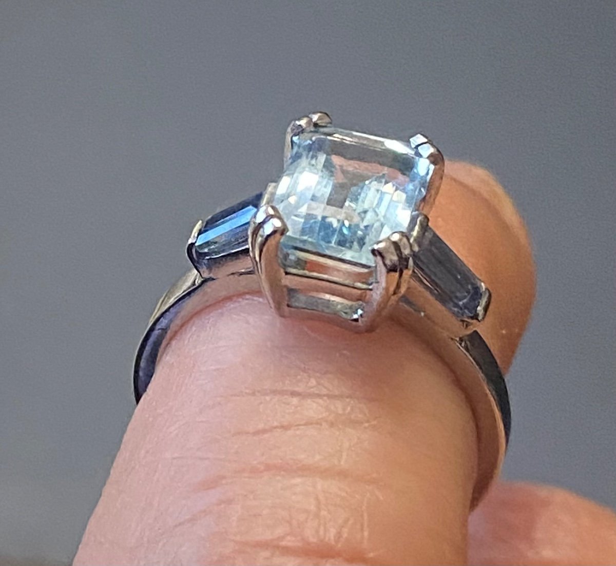 Platinum, Topaz And Sapphires Ring-photo-2