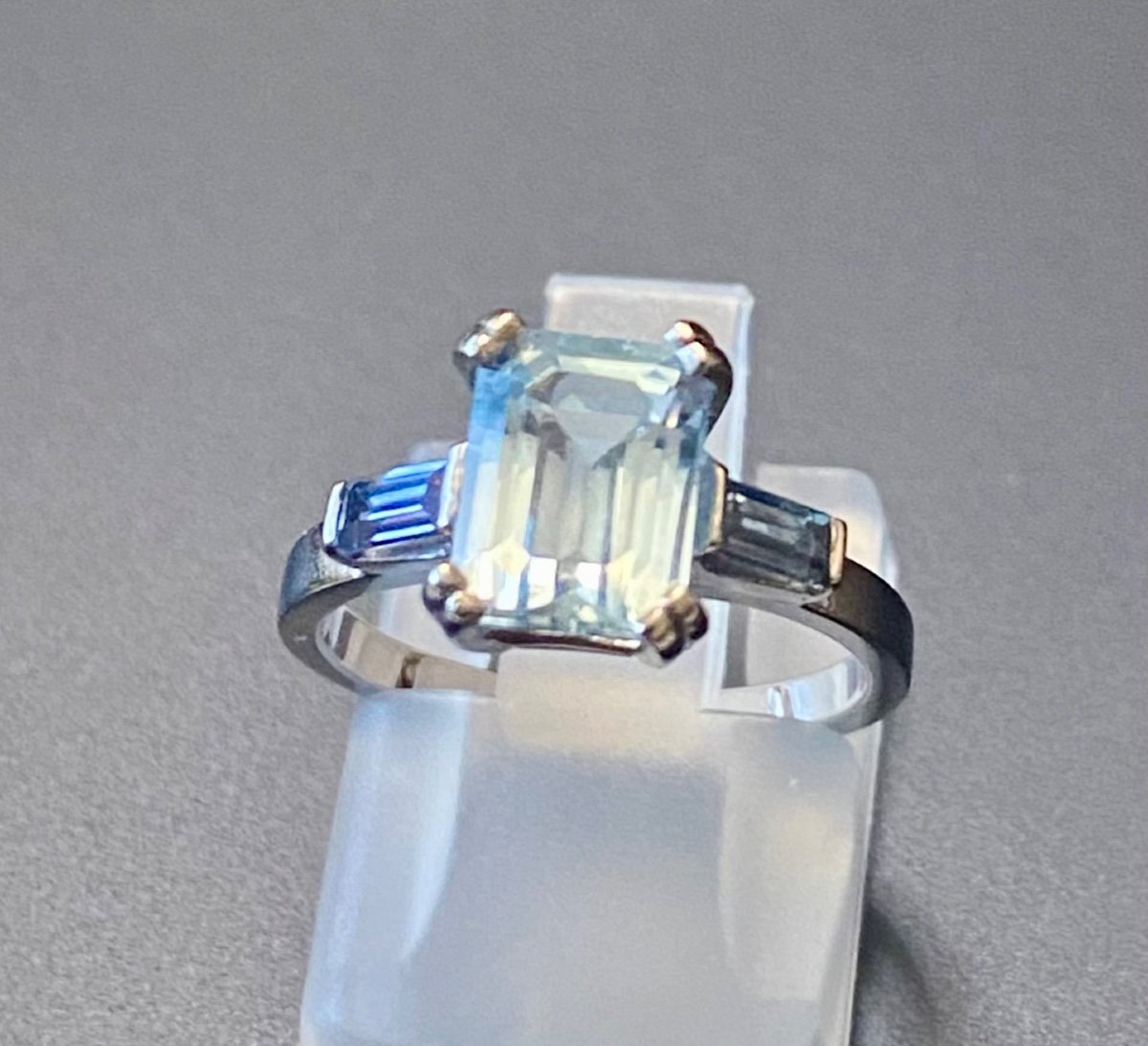 Platinum, Topaz And Sapphires Ring-photo-4