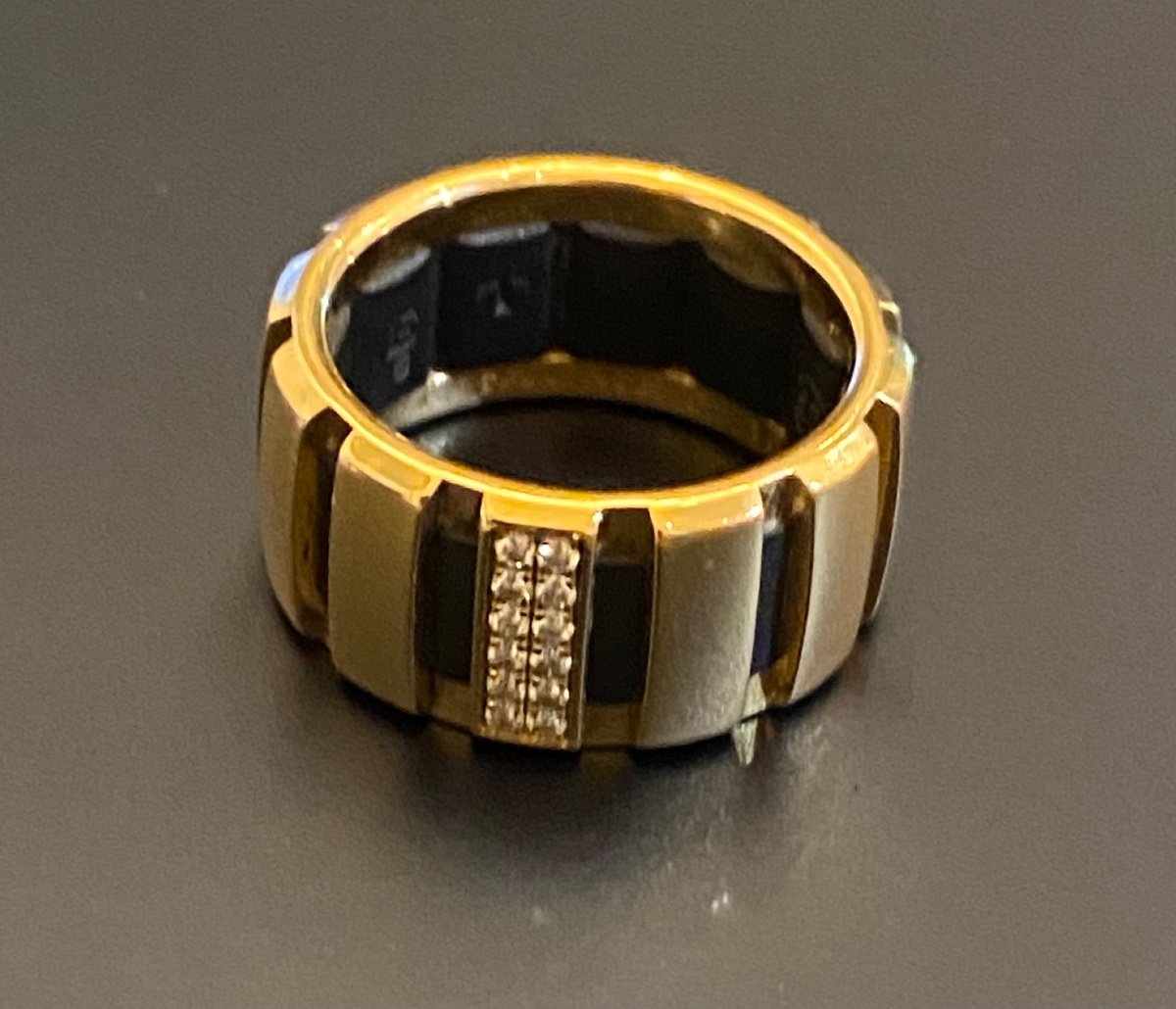 Chaumet Classe One Ring In Yellow Gold, Diamonds And Rubber -photo-3