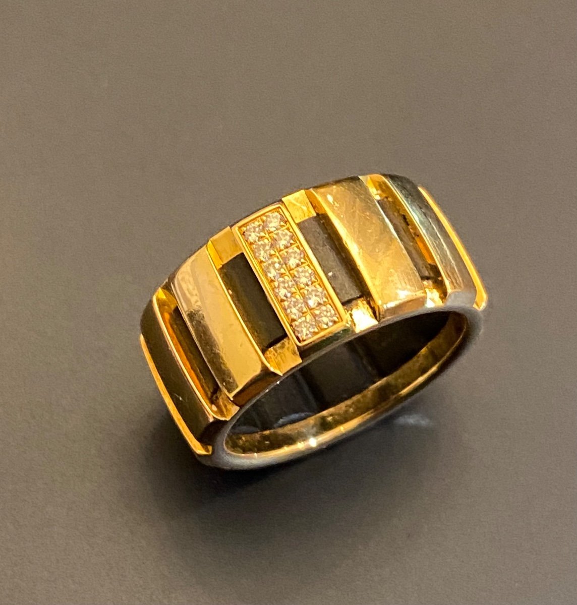 Chaumet Classe One Ring In Yellow Gold, Diamonds And Rubber -photo-1