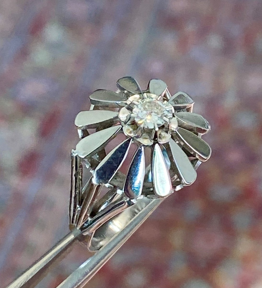 Old Ring In 750/1000 Eme Gold And Diamond