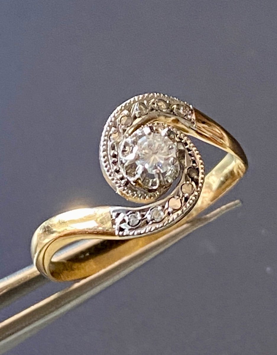 Old Tourbillon Ring In Gold And Diamonds-photo-6