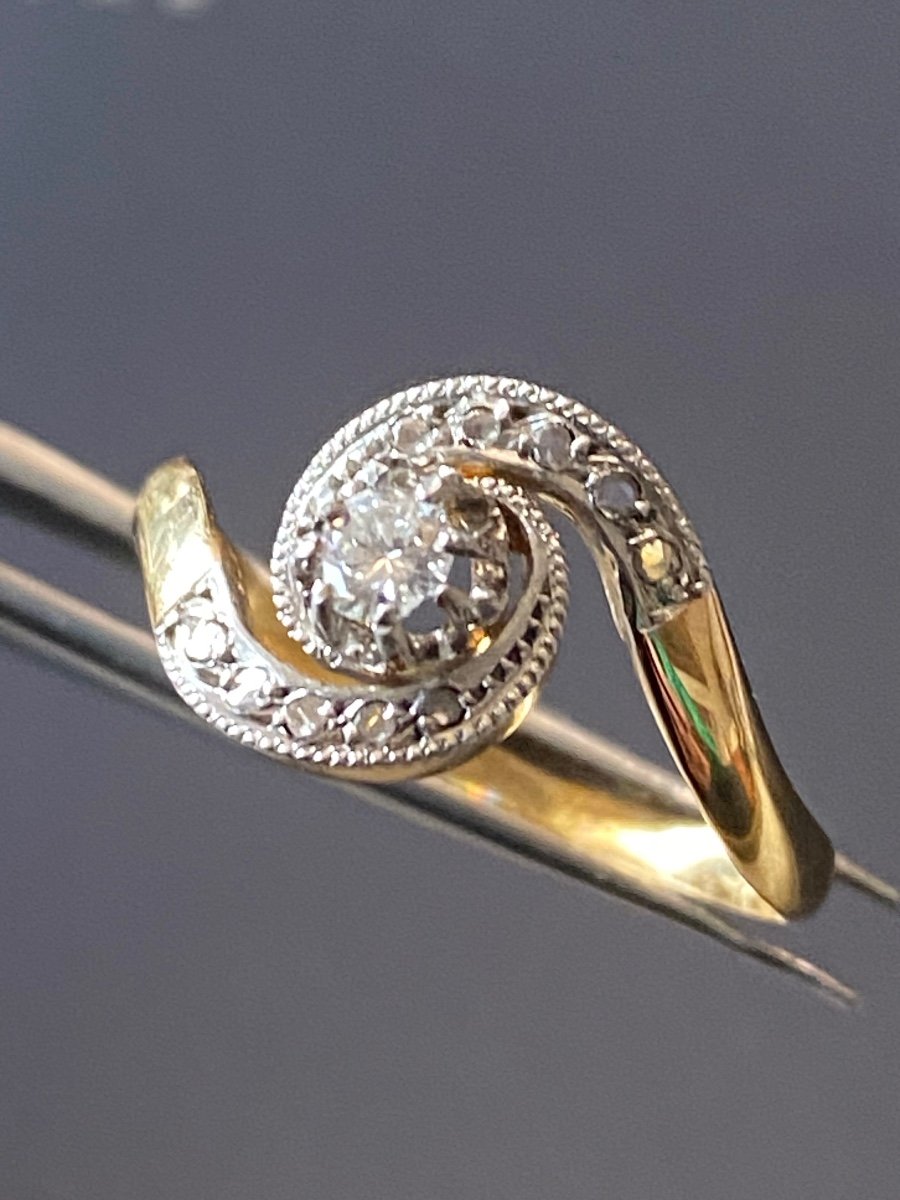 Old Tourbillon Ring In Gold And Diamonds