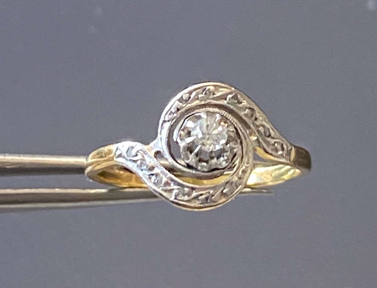 Old Tourbillon Ring In Gold And Diamonds-photo-6