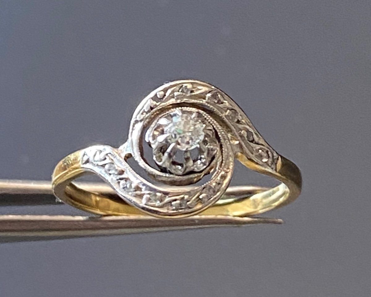 Old Tourbillon Ring In Gold And Diamonds