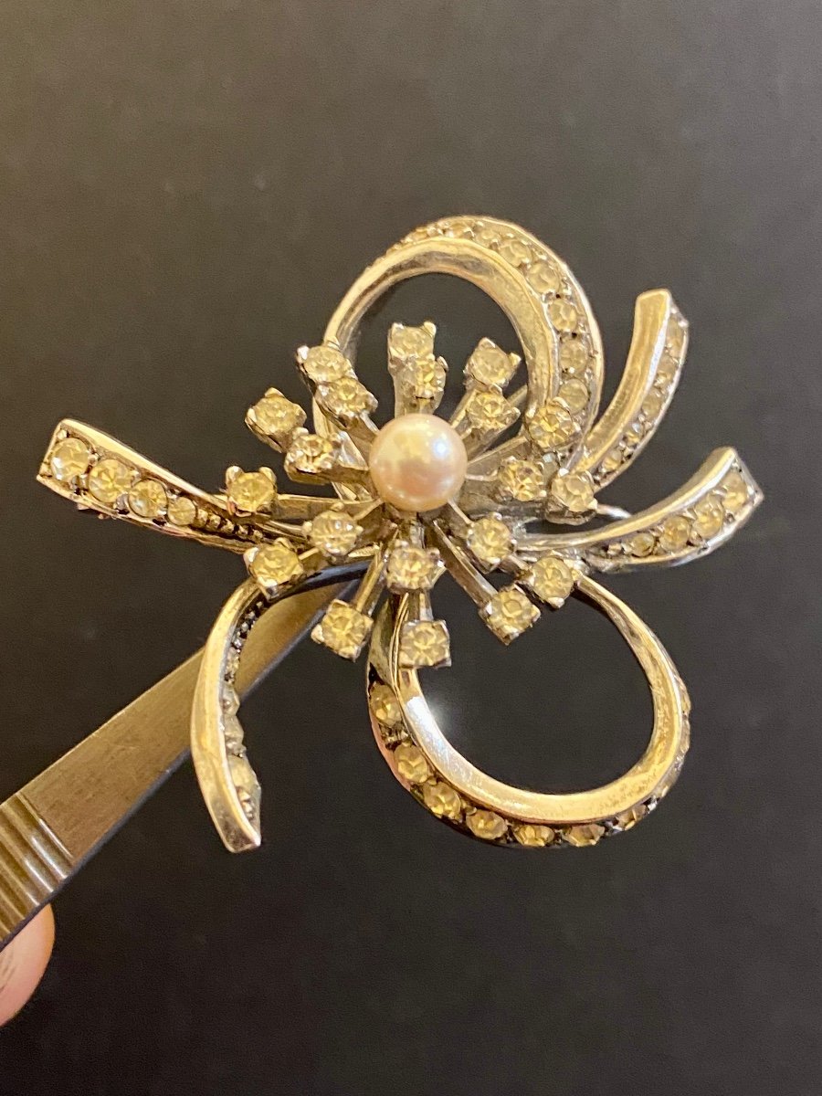 Vintage: Broche Argent Et Perle De Culture-photo-1