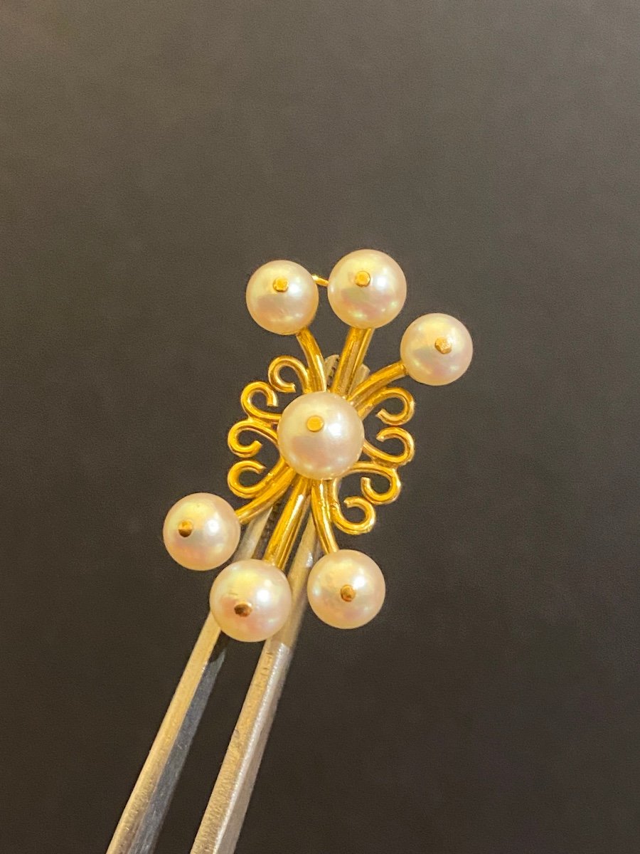 Ancienne Broche En Or Et Perles De Culture-photo-5