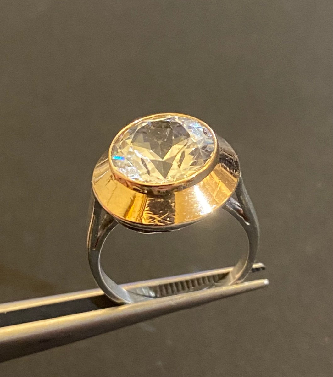Ancienne Bague Style Art Deco En Or Et Argent-photo-8